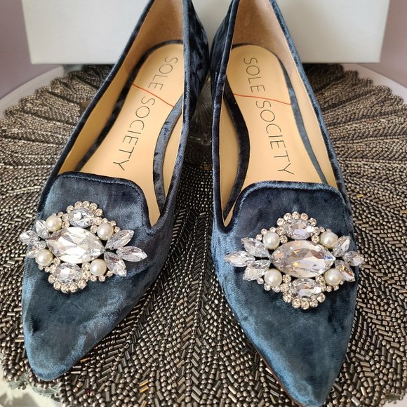 Sole Society Crushed Velvet Flat - SZ 5.5 - Picture 1 of 3